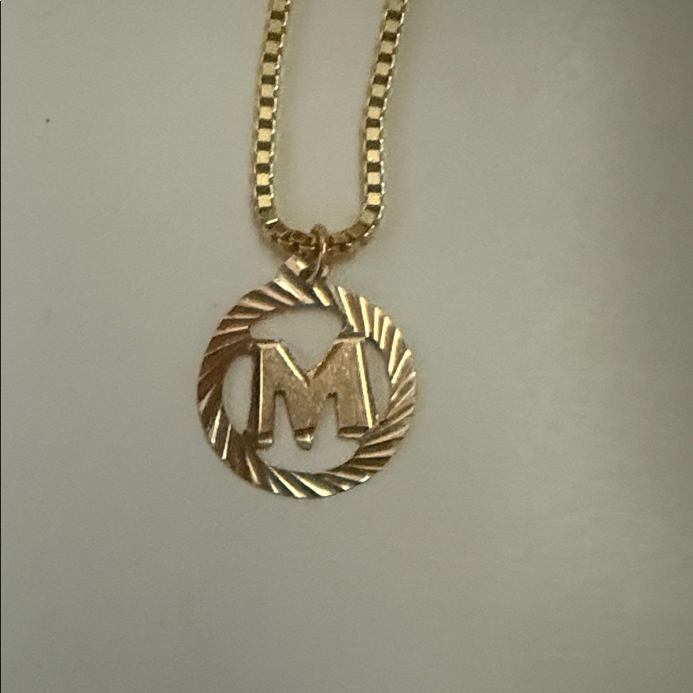 Gold Initial M Pendant Necklace